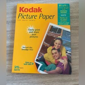 Kodak Picture Paper 4 Inkjet 8.5X11” 25 Sheets Matte Works On All Inkjet Prints